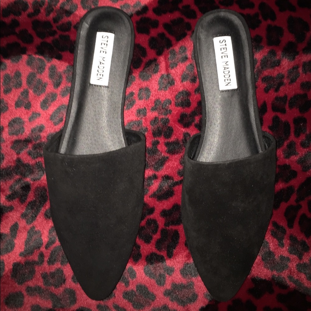Steve Madden “Trace” black suede mules 8 1/2